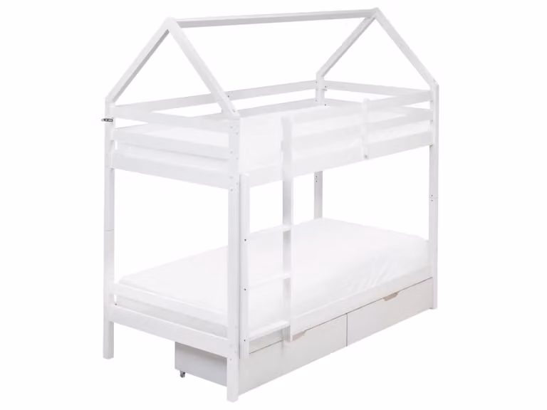 Litera de madera de pino Beliani para niños en color blanco con estilo escandinavo An/P/Al: 90 x 200 cm