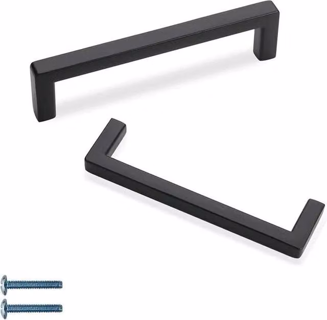 Juego de 10 tiradores LIIYIELA para cajones y armarios de acero inoxidable y zinc, color negro mate, con tornillos, Ancho: 160 mm