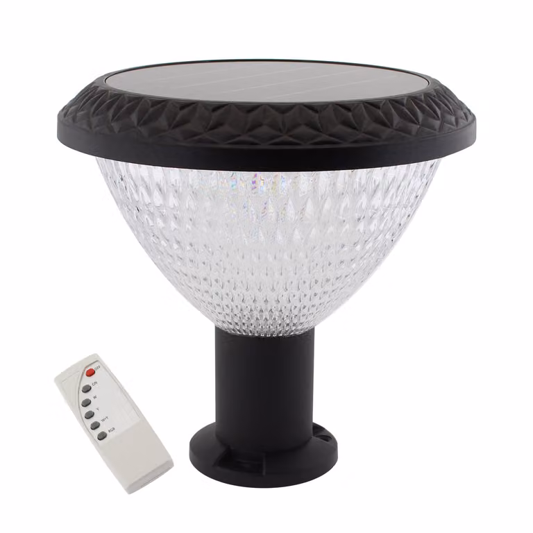 Farola LED solar Villa S1 UFO de LEDBOX con 60W y tecnología RGBW multicolor en color negro para jardín