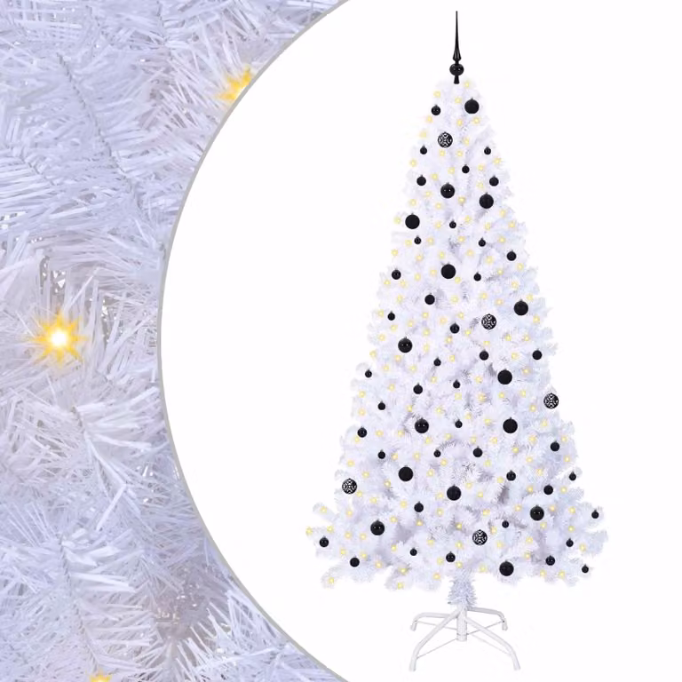 Árbol de Navidad artificial vidaXL con 300 LED blanco cálido, 240 cm, de PVC y metal