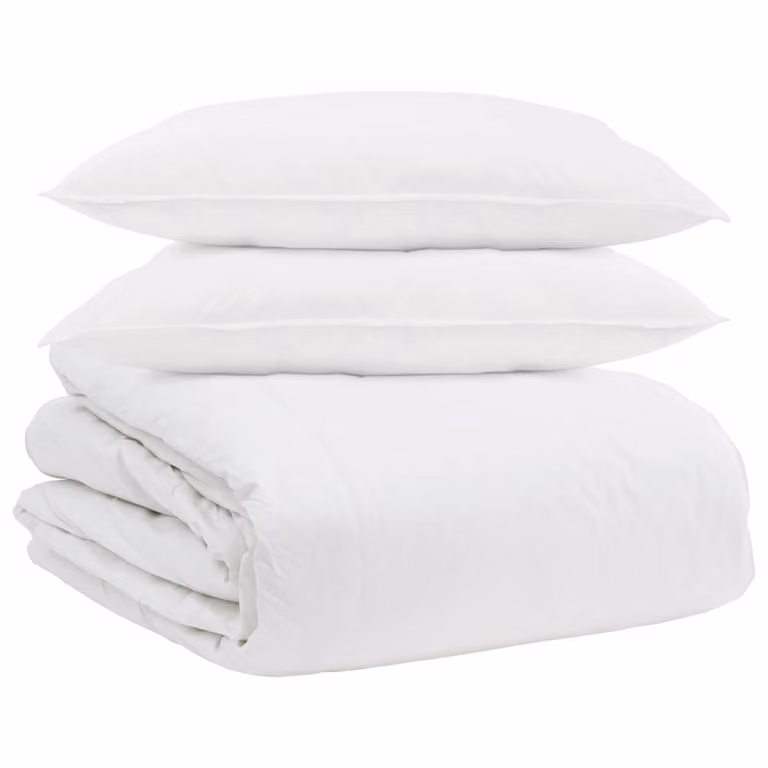 Juego de edredón y almohada de 3 piezas vidaXL de plumas de pato y algodón en color blanco para adultos