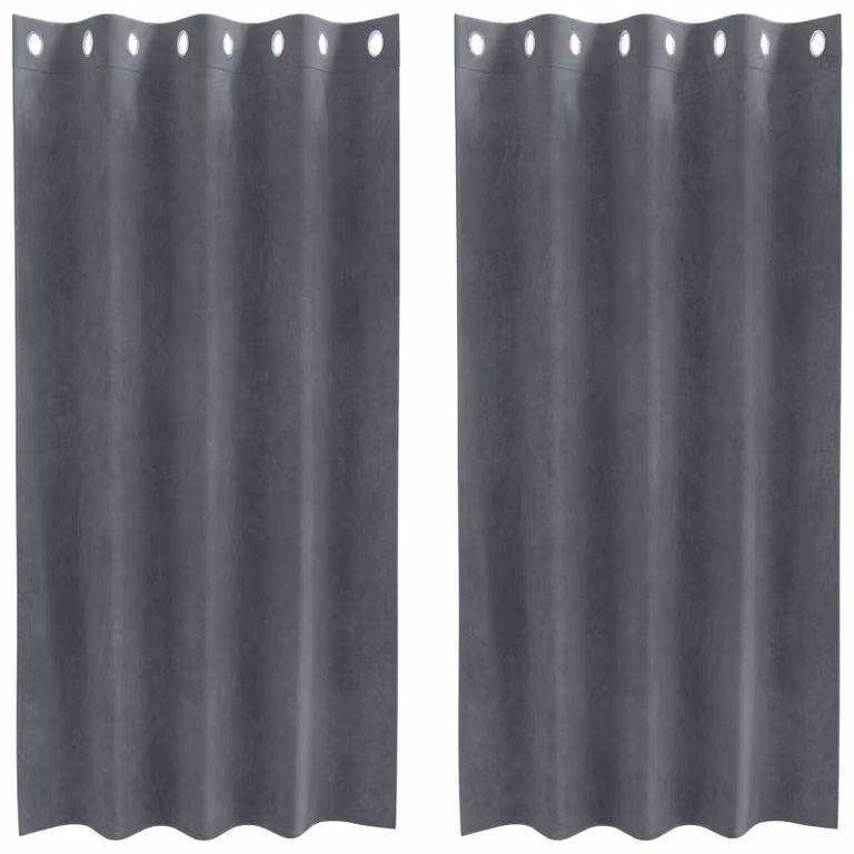 Set de 2 cortinas blackout de terciopelo vidaXL en gris, An/Al: 140 x 175 cm