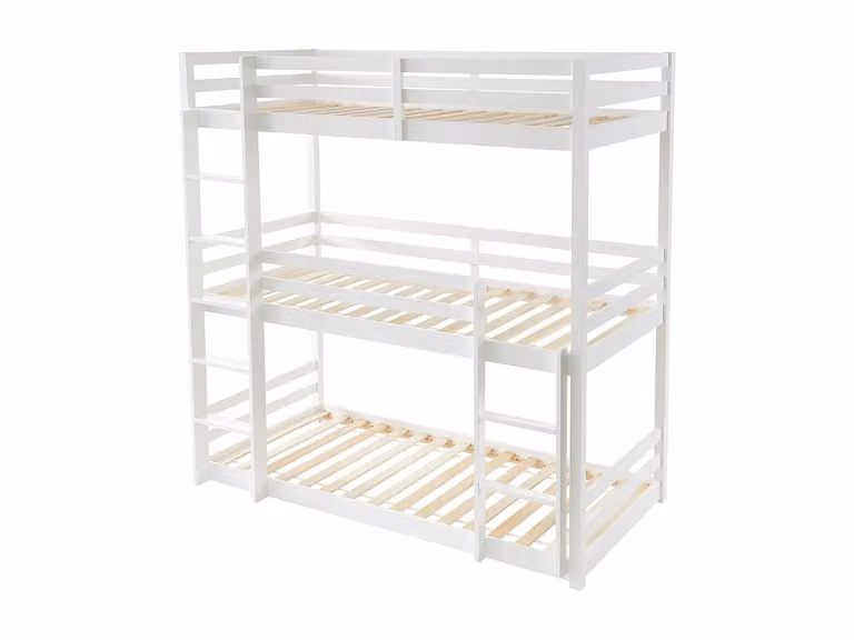 Litera triple VAGAR de pino lacado en blanco para niños, An/P/Al: 200 x 90 x 120 cm