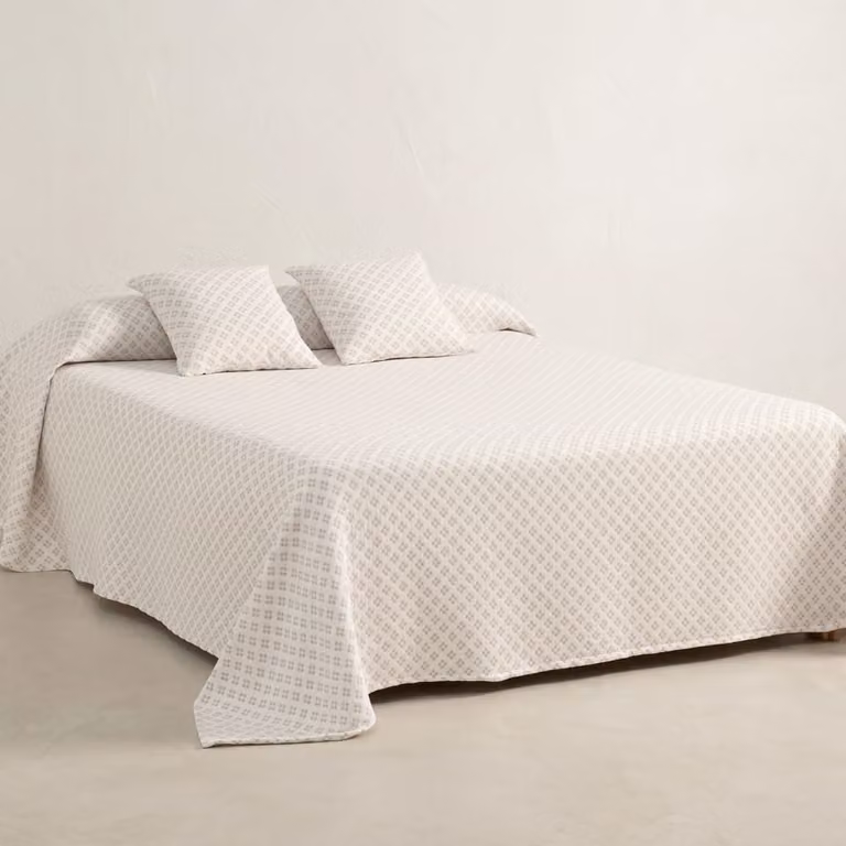 Colcha de algodón Jacquard GAMUSI beige para cama de 180/200 cm, An/P/Al: 270 x 270 cm