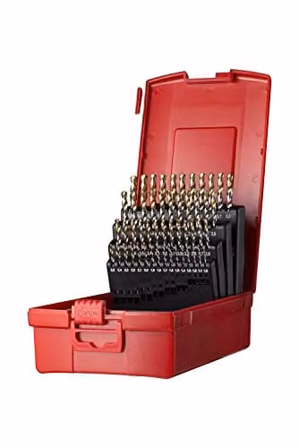 Set de 51 brocas helicoidales Dormer Jobber de acero rápido HSS en acero inoxidable multicolor rojo