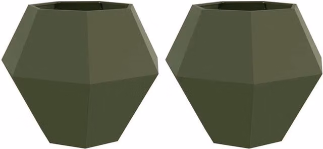 Lote de 2 jardineras rectangulares de acero HELLOSHOP26 para exteriores, color verde, An/P/Al: 100 x 100 x 80 cm