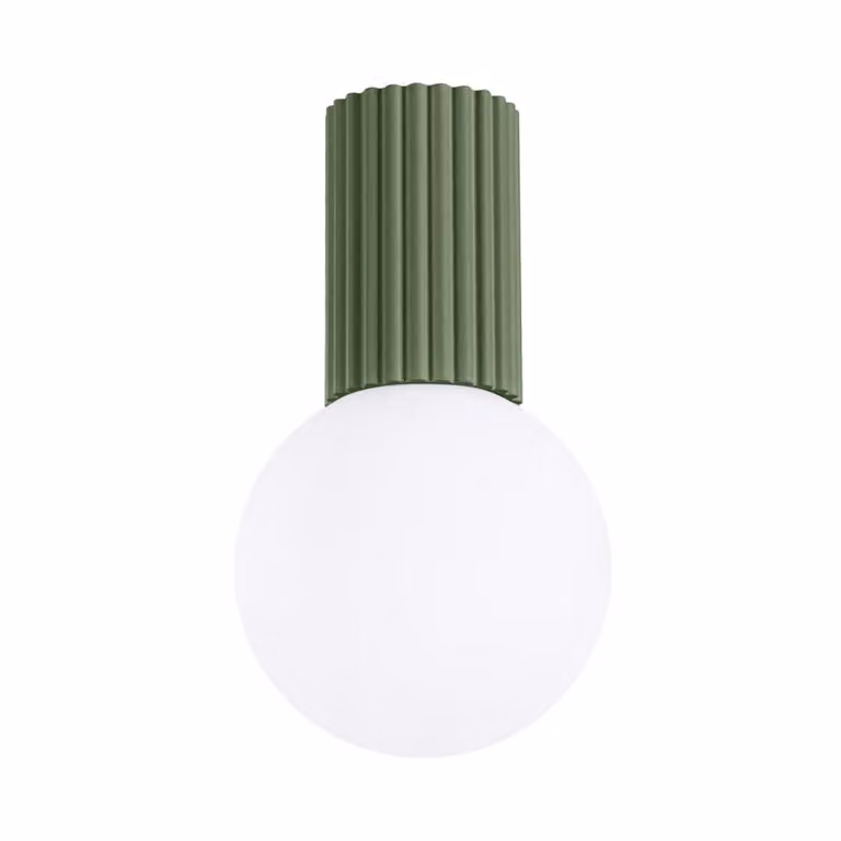 Lámpara de techo Sollux Lighting moderna en color verde con acabado de aluminio y vidrio para baño