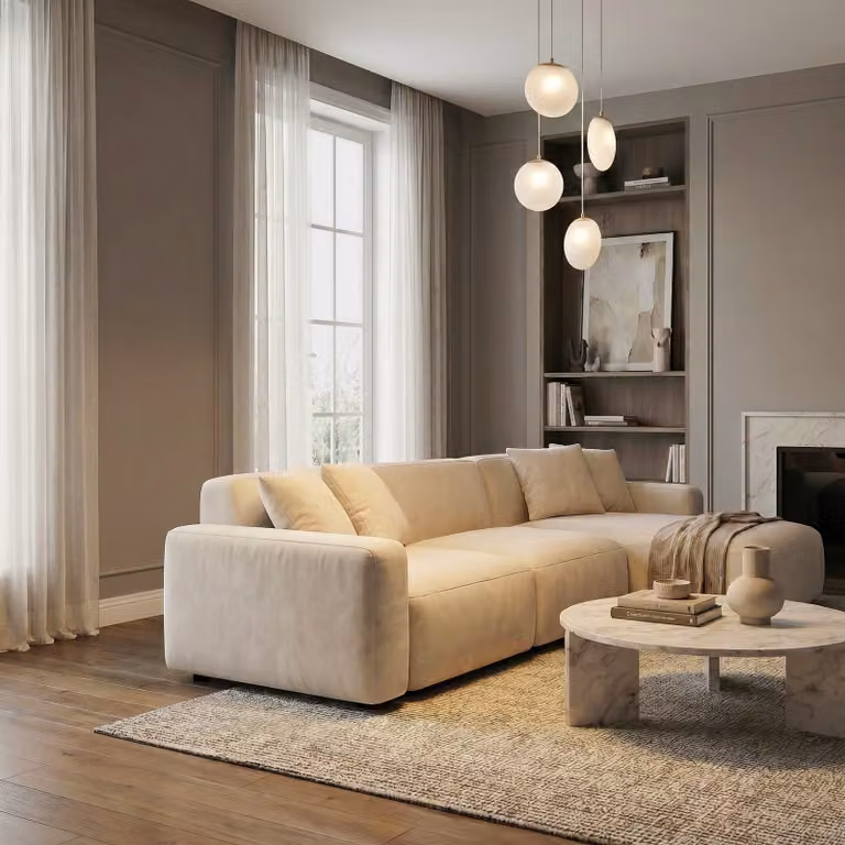Lámpara colgante de cristal Lunelle Lucande en color dorado y blanco, atenuable, ideal para salón o comedor
