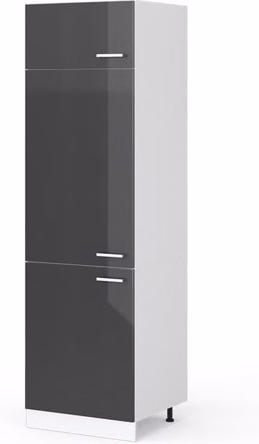 Armario Vicco para frigorífico empotrado R-Line en color antracita alto brillo, An: 60 cm, Al: 206,8 cm, P: 57,2 cm