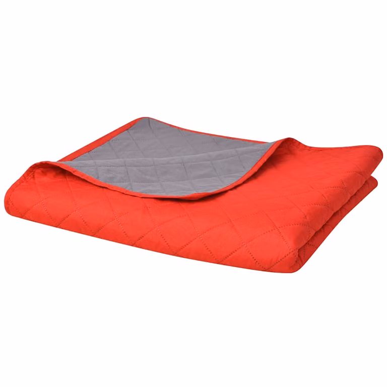 Cubrecama acolchado reversible vidaXL en rojo y gris, An/P: 170 x 210 cm