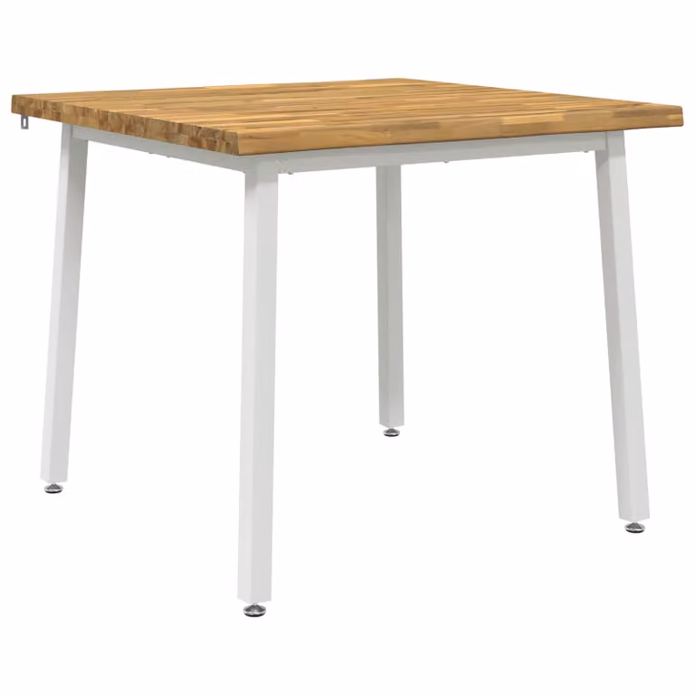 Mesa cuadrada moderna de madera de acacia sólida vidaXL en color blanco An/P/Al: 90 x 90 x 75 cm