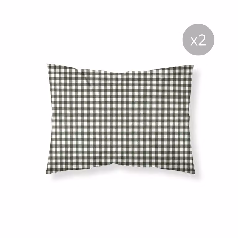 Pack de 2 fundas de almohada MUARÉ de algodón con diseño navideño vichy en color verde, 50 x 80 cm