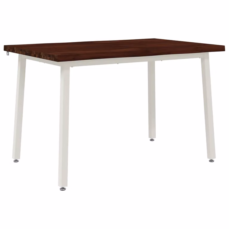 Mesa de comedor rectangular de acacia con borde natural vidaXL en marrón y blanco, An/P/Al: 120 x 80 x 75 cm