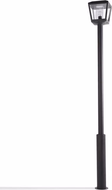 Lucande Lámpara de pie de exterior Dunia, color gris o negro, de metal y aluminio, con iluminación LED regulable, resistente al agua y apta para jardín, terraza o balcón, Altura: 220 cm