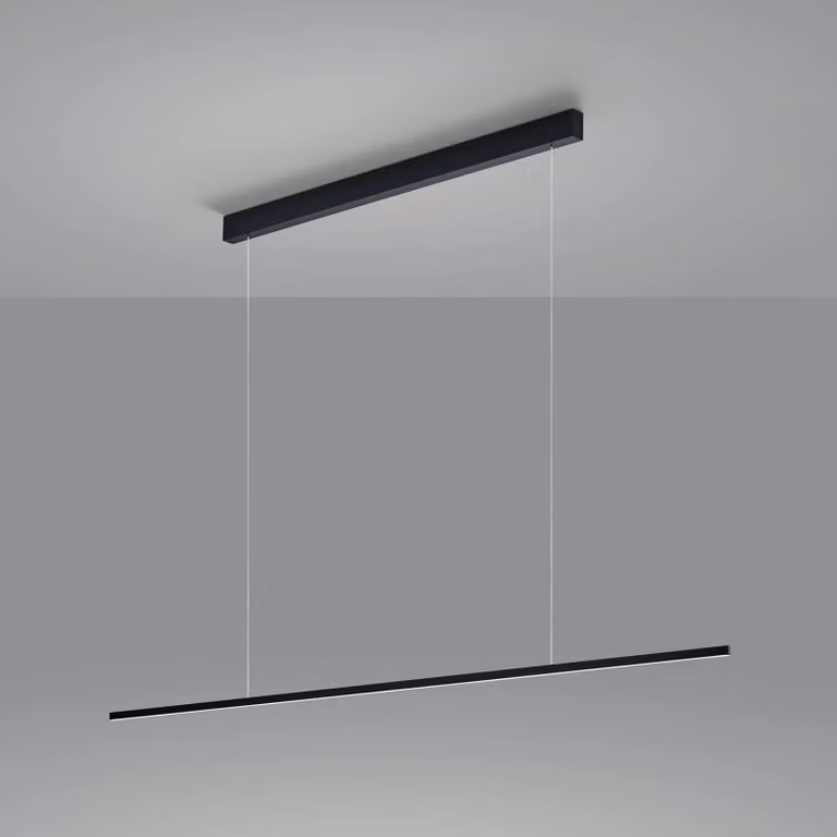 Lámpara colgante LED Helestra Loopy atenuable en color negro para salón o comedor de estilo moderno fabricada en aluminio