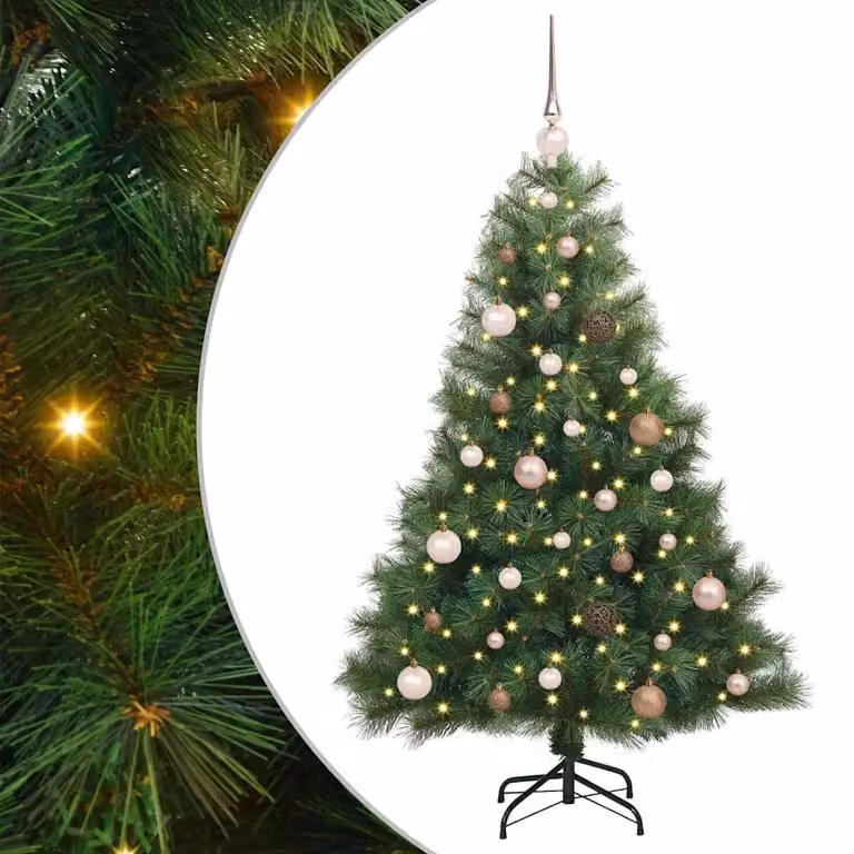 Árbol de Navidad artificial vidaXL verde de 150 cm con 150 LED luz blanca cálida y materiales de PE y PVC