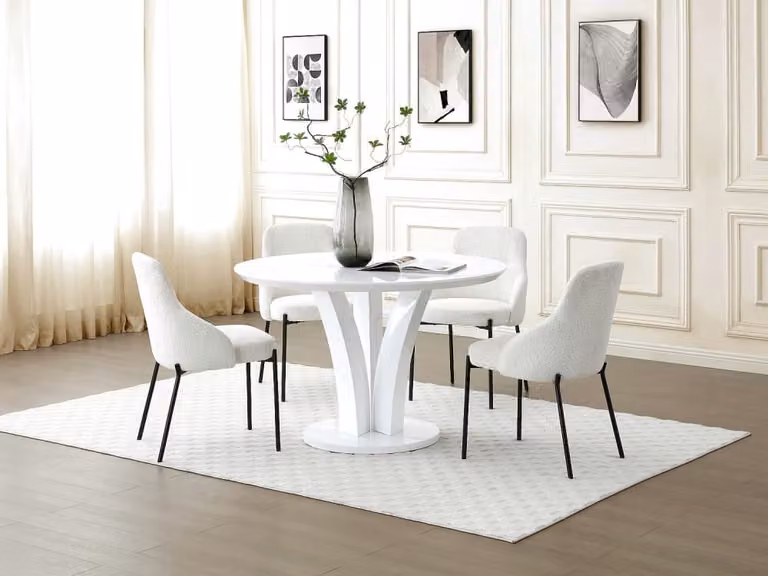 Mesa de comedor redonda Vente-Unique en blanco lacado de MDF, An/P/Al: 120 x 120 x 75 cm