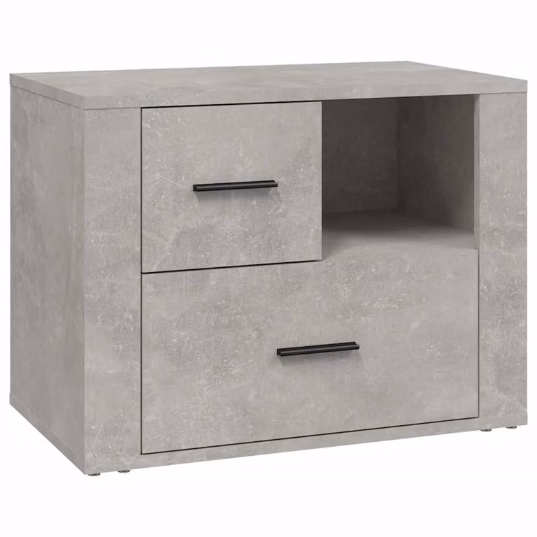 Mesita de noche vidaXL de madera contrachapada y MDF en color gris hormigón, An/P/Al: 60 x 36 x 45 cm