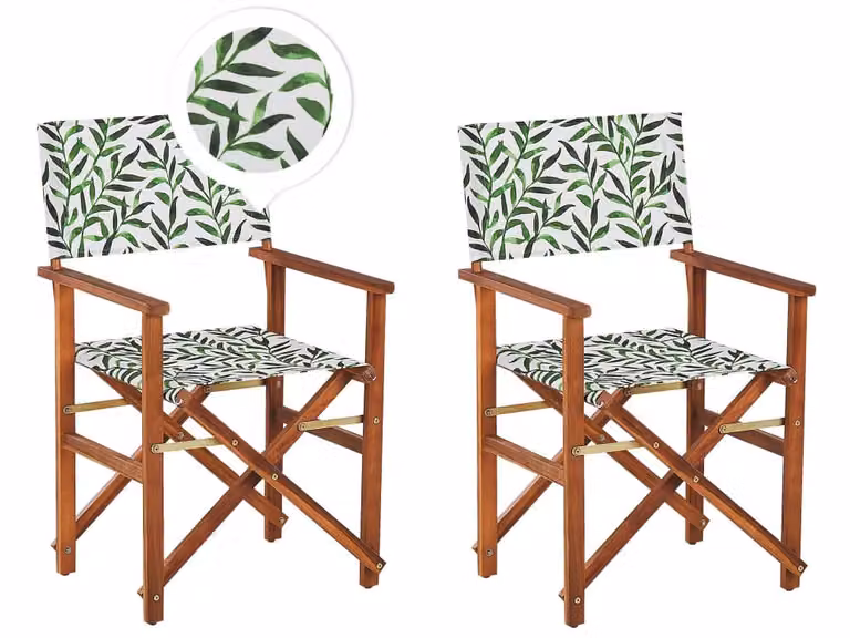 Silla de jardín Beliani de madera de acacia tratada en color verde con reposabrazos y apilable
