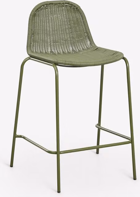Pack de 4 taburetes altos apilables Reiven de Sklum en ratán sintético y hierro color verde