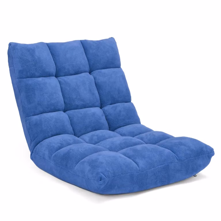 Silla plegable Giantex de terciopelo azul con estructura metálica para adultos
